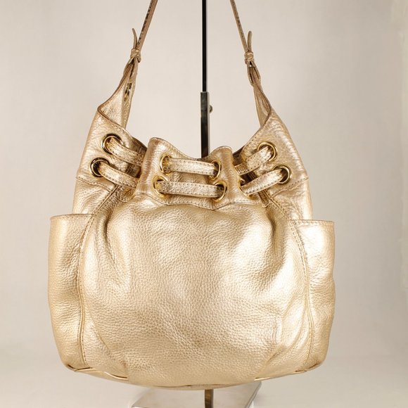 Michael Kors Gold Pebbled Leather Medium Hobo Bag - Authentic, Gently Used - Picture 8 of 13
